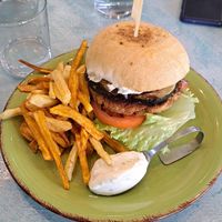 Plant based burger at Sanus in Fuerteventura