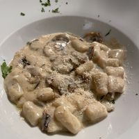 Gnocchi with mushrooms and rosemary (delicious but very salty)  at Sanus in Fuerteventura