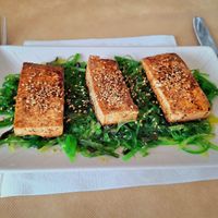 Tofu on wakame starter at Sanus in Fuerteventura