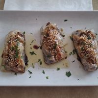 Tofu rolls with sesame, ginger and soy starter at Sanus in Fuerteventura