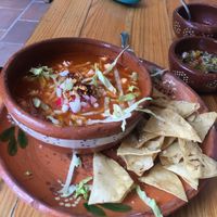 Pozole is perfect. at La Colmena in San Andres Cholula