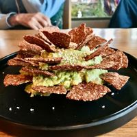 Guacamole with tortilla chips at La Colmena in San Andres Cholula