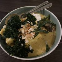 Curry! I did without rice. Stand out was the kale for sure. I wish they used more sauce here but otherwise spectacular service and lovely ambience  at Bodhi in Sydney