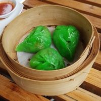 Green tea dumplings at Bodhi in Sydney