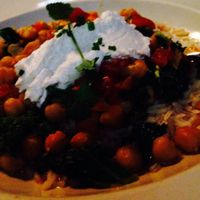 Chickpea and butternut squash vegan stew with basmati rice and vegan sour cream at Meridian Pint in Washington
