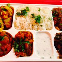 Veg thali- if ordering vegan, remember to say no raita!!!! Oops... at Indigo in Washington