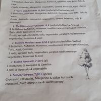 Menu at Velicious in Berlin