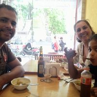 Eating salad and soup at Vegetariano Social Clube Delivery in Rio De Janeiro