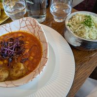 Chickpea curry and rice at Prashad in Bradford