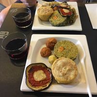 Amazing vegan deli plates, by weight at Giumella in Florence