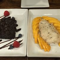 Brownie and Sticky rice with mangos ? taste even better when you mix them ! at H.O.P.E. in Studio City
