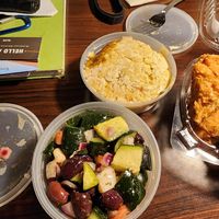 Greek salad and vegan Mac n cheese!   at NuVegan in College Park