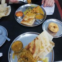 Masala Dosa (gigatic) served with dahl sauxe and some VERY spicy red side sauce at Indo Ceylon Cafe - Dosa King in Colombo