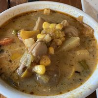 Zucchini corn stew.  Yum!  at Eternal Abundance in Vancouver