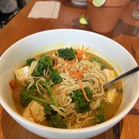 Curry noodle dish  at Eternal Abundance in Vancouver