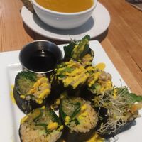 Brown rice sushi with kimchi at Eternal Abundance in Vancouver