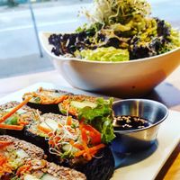 Kale caesar salad and raw sushi! at Eternal Abundance in Vancouver