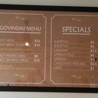 menu 2 at Hare Krishna Food For Life in Fortitude Valley