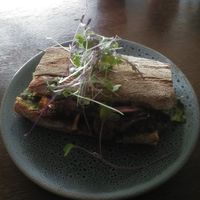 Roasted cauliflower baguette, with pesto and coriander. $8.50 at Waratah Organics in Upper Ferntree Gully