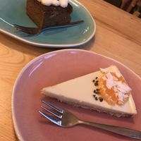 White chocolate cake and buckwheat carrot cake at Bindicafe in Amersfoort