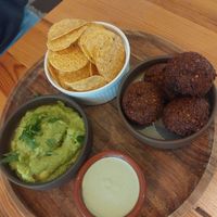 Falafel with tahin and nacho's with guacamole at Bindicafe in Amersfoort
