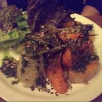 quinoa, roasted vegetables and green leaves - delicious!  at La Fonda in Montevideo