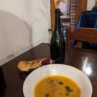 Sopa de zapallo (squash soup) at La Fonda in Montevideo