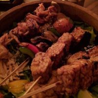 Salad bowl with mixed vegan skewers at Kismet Bar & Kitchen  in Ubud