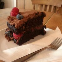 Mixed berry chocolate cake (vegan) at The HiVe Cafe. at The HiVe Cafe in Weymouth
