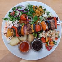 Tofu skewer (one of the deli lunch options)  at The HiVe Cafe in Weymouth