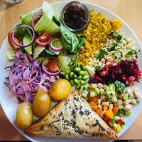 Hive Mezze with Mushroom and Hazelnut parcel  at The HiVe Cafe in Weymouth