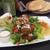 Hummus Platter- the best baked falafel! at Nanoosh in Berlin