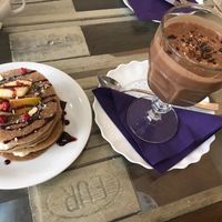 Pancakes and rawtella cocktail at Sweet Secret of Raw in Prague