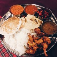 Selection of food  at Annalakshmi Restaurant in Central Singapore