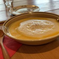 Vegan carrot soup at Phalam Cafe in Kyoto