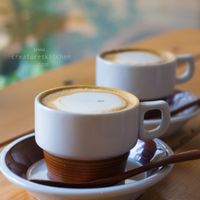 Soy cappuccinos.  at Phalam Cafe in Kyoto