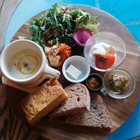 Morning special plate. Comes with a free drink, some drinks are ¥200 extra though. at Phalam Cafe in Kyoto