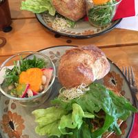 Delicious lentil burgers at Phalam Cafe in Kyoto