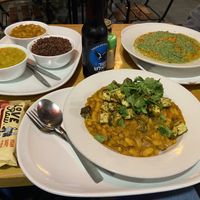 3 plates of delicious soups and stews  at Market - Dizengoff in Tel Aviv