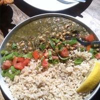 Black eye peas, greens & brown rice Yummy  at Market - Dizengoff in Tel Aviv