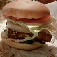 tofu pineapple burger!  Dang this was good! at Veggie Bro in Vladimir
