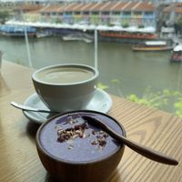 Purple sweet potato smoothie and ☕️ to finish the meal  at nomVnom Bistro - Clarke Quay in Central Singapore