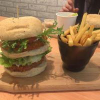 burger and fries at nomVnom Bistro - Clarke Quay in Central Singapore