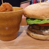 Mammoth Burger and Goro Balls at nomVnom Bistro - Clarke Quay in Central Singapore