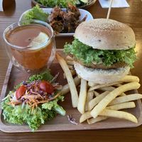 Lions Mane Truffle Burger Set  at nomVnom Bistro - Clarke Quay in Central Singapore