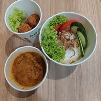 Rendang rice with banana fritters at nomVnom Bistro - Clarke Quay in Central Singapore