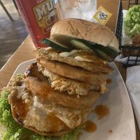 Vegan ramly with a double patty and a vegan fried egg!  at nomVnom Bistro - Clarke Quay in Central Singapore