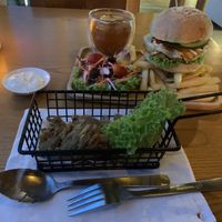Fried oyster mushrooms, their special Mayo dip, and their Ramly Burger set! 😋 #Veganuary at nomVnom Bistro - Clarke Quay in Central Singapore