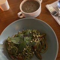 Truffle mushroom soup and pesto linguini  at nomVnom Bistro - Clarke Quay in Central Singapore