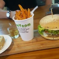 King Mushroom head burger combo!  at nomVnom Bistro - Clarke Quay in Central Singapore
